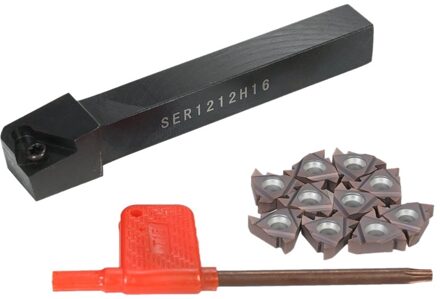 1Pc Ser1212H16 Cnc Boring Bar Holder + 10Pcs 16Er Ag60 Draaiwisselplaten Met Wrench Voor Draaibank Draaien Tool set