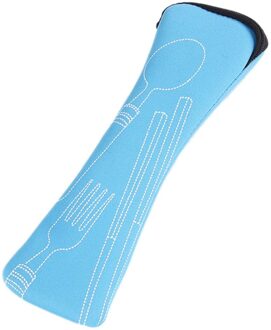 1Pc Servies Tas Wasbaar Met Rits Reizen Bestek Kit Case Draagbare Pouch Voor Diner Reizen Camping Servies Huishoudelijke Tool Blauw