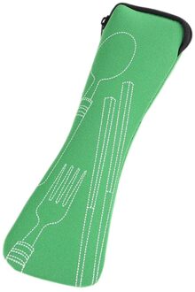 1Pc Servies Tas Wasbaar Met Rits Reizen Bestek Kit Case Draagbare Pouch Voor Diner Reizen Camping Servies Huishoudelijke Tool groen