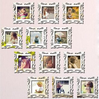 1Pc Set Schakelaar Sticker Home Decor Muur Stickers Decor Woonkamer Spiegel Stijl Fotolijst Voor Shop Muur decoratie goud