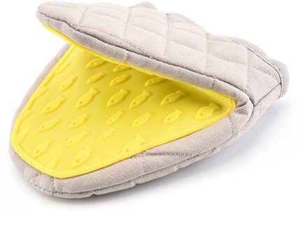 1Pc Silicone Anti-Brandwonden Oven Handschoenen Wanten Pannenlap Keuken Siliconen Handschoenen Lade Schotel Kom Houder Bakken Isolatie Hand clip geel