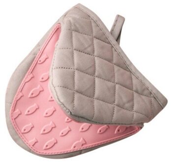 1Pc Silicone Anti-Brandwonden Oven Handschoenen Wanten Pannenlap Keuken Siliconen Handschoenen Lade Schotel Kom Houder Bakken Isolatie Hand clip Roze