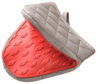 1Pc Silicone Anti-Brandwonden Oven Handschoenen Wanten Pannenlap Keuken Siliconen Handschoenen Oven Handschoen Hand Clip Lade Schotel Kom houder 06 rood