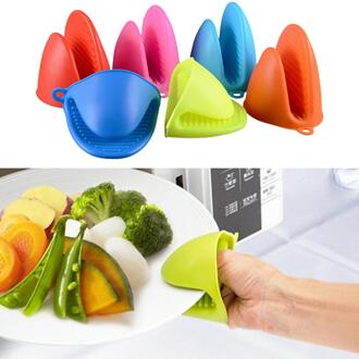 1pc Silicone Anti-warmte Handschoenen Oven Handschoen Anti-Brandwonden Handschoenen Keuken Gereedschap Willekeurige Kleur