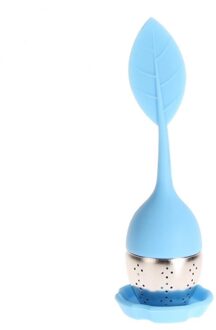 1Pc Silicone Thee-ei Veiligheid Theezakje Theezeefje Voor Thee Pot Cup Gebruik Leuke Mensen Vorm Thuis keuken Bar Thee Filter blauw