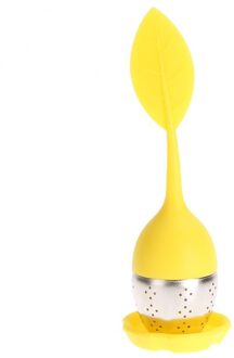 1Pc Silicone Thee-ei Veiligheid Theezakje Theezeefje Voor Thee Pot Cup Gebruik Leuke Mensen Vorm Thuis keuken Bar Thee Filter geel