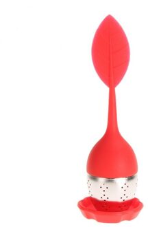 1Pc Silicone Thee-ei Veiligheid Theezakje Theezeefje Voor Thee Pot Cup Gebruik Leuke Mensen Vorm Thuis keuken Bar Thee Filter rood