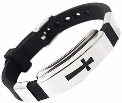 1PC Siliconen Gesp Armband Armbanden Cool Polsband Sieraden Womens Mens Cross Rvs