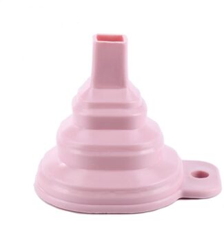 1Pc Siliconen Opvouwbare Trechter Praktische Opvouwbare Trechter Water Vloeibare Doseren Olie Wijn Vulling Verpakking Warmte Olie Slip roze