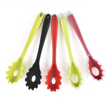 1Pc Siliconen Praktische Pasta Noodle Lepel Pasta Scoop Vergiet Noodle Spaghetti Pollepel Slot Lepel Nylon Vergiet Gadget doorzichtig rood