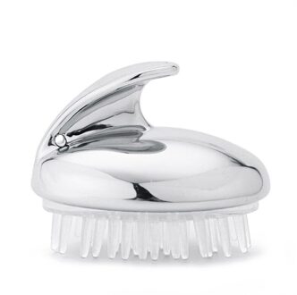 1Pc Siliconen Shampoo Hoofdhuid Douche Body Haar Massage Wassen Massager Brush Kam Zilver
