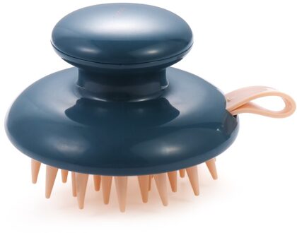 1Pc Siliconen Shampoo Massage Borstel Handheld Hoofd Body Hoofdhuid Haar Kam Wassen Douche Borstel Bad Spa Cleaning Borstels blauw -B