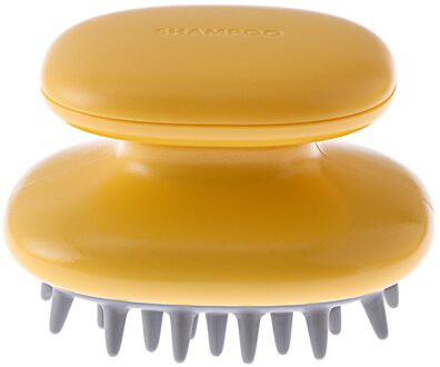 1Pc Siliconen Shampoo Massage Borstel Handheld Hoofd Body Hoofdhuid Haar Kam Wassen Douche Borstel Bad Spa Cleaning Borstels geel -A