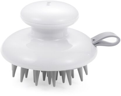 1Pc Siliconen Shampoo Massage Borstel Handheld Hoofd Body Hoofdhuid Haar Kam Wassen Douche Borstel Bad Spa Cleaning Borstels wit -B