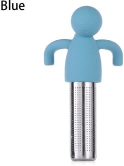1Pc Siliconen Theezeefje Kleine Man Shaped Thee-ei Filter Brouwen Theepot Thee Infusers Losse Blad Koffie Filter Thee accesso blauw