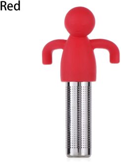 1Pc Siliconen Theezeefje Kleine Man Shaped Thee-ei Filter Brouwen Theepot Thee Infusers Losse Blad Koffie Filter Thee accesso rood