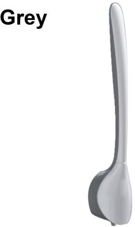 1Pc Siliconen Toiletborstel Muur Gemonteerde Scrubber Universele Geen Dode Hoek Creatieve Badkamer Schoonmaken Tool Borstel Met Houder grijs