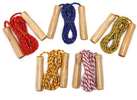 1Pc Skipping Rope Skipping Sport Praktijk Speed Jump Willekeurige Kleur Hout Grip Handvat Kinderen Kid Fitness Apparatuur Training