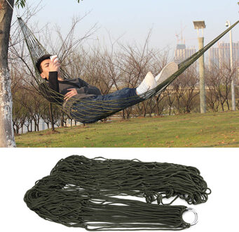 1Pc Slapen Hangmat Hamaca Hamac Draagbare Tuin Outdoor Camping Reizen Meubels Mesh Hangmat Swing Slapen Bed Nylon Hangnet leger groen