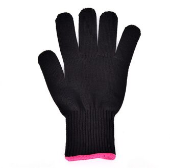 1Pc Slip Haar Styling Warmte Handschoen Tool Voor Curling Straight Flat Iron Black Heat Handschoen Voor Krultang Handschoenen roze edge
