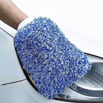 1Pc Soft Absorptie Handschoen Hoge Dichtheid Car Cleaning Handschoen Microfiber Ultra Zachte Te Drogen Auto Wassen Mitt doek Handschoen 1stk blauw