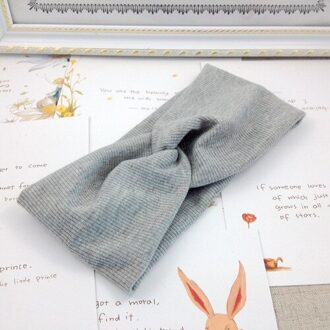 1Pc Sport Hoofdband Tulband Effen Hoofdbanden Meisjes Make-Up Stof Elastische Haarband Twisted Geknoopt Haar Accessoires grijs