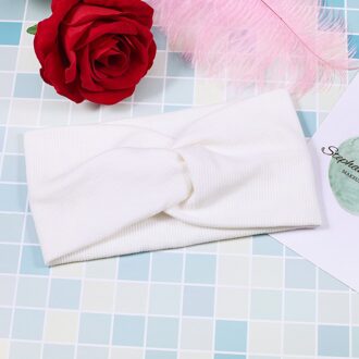 1Pc Sport Hoofdband Tulband Effen Hoofdbanden Meisjes Make-Up Stof Elastische Haarband Twisted Geknoopt Haar Accessoires wit