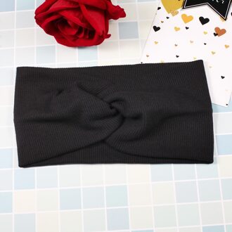 1Pc Sport Hoofdband Tulband Effen Hoofdbanden Meisjes Make-Up Stof Elastische Haarband Twisted Geknoopt Haar Accessoires zwart