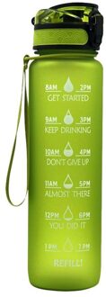 1Pc Sport Water Matte Flessen Tritan Shaker Outdoor Reizen Camping Wandelen School Plastic Drink Mijn Fles Voor Water 1000ml leger groen
