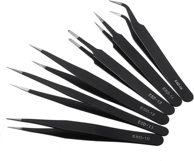 1pc Stainless Steel Anti-static Curved Straight Tip Forceps Precision Soldering Tweezer Electronic ESD Tweezers Tool 6 Types New