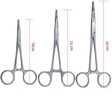 1pc Stainless Steel Hemostatic Clamp Forceps Surgical Forceps Tool Hemostatic Forceps Pliers Straight/Elbow Tips Needle Holder