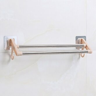 1pc Stainless Steel Towel Bars Wall Mounted Bathroom Towel Rack Rail Holder Storage Shelf Trend Home Storage Organization Tools Beige