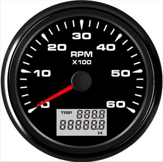 1Pc Stijl 85Mm Revolutie Meter Tuning 0-6000Rpm Tachometers Met Hourmeters En 8 Soorten Backlight kleur Voor Auto Boot zwart BN