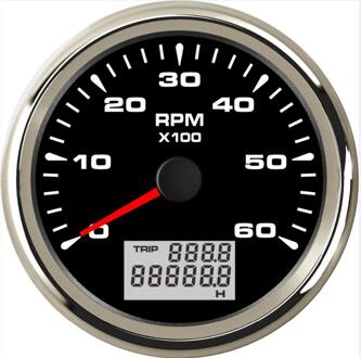 1Pc Stijl 85Mm Revolutie Meter Tuning 0-6000Rpm Tachometers Met Hourmeters En 8 Soorten Backlight kleur Voor Auto Boot zwart BS