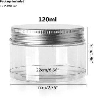 1Pc Storage Jars Clear Plastic Pot En Aluminium Deksels Lege Voedsel Opslag Containers Doos Reizen Fles 30/50/60/80/100/120/150Ml 120ml