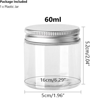 1Pc Storage Jars Clear Plastic Pot En Aluminium Deksels Lege Voedsel Opslag Containers Doos Reizen Fles 30/50/60/80/100/120/150Ml 60ml