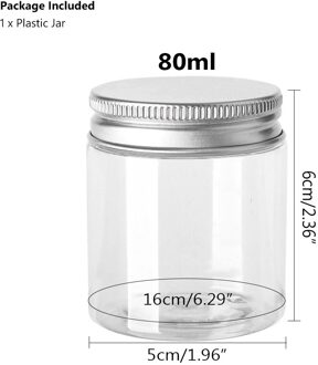 1Pc Storage Jars Clear Plastic Pot En Aluminium Deksels Lege Voedsel Opslag Containers Doos Reizen Fles 30/50/60/80/100/120/150Ml 80ml