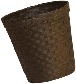 1Pc Stro Weven Opslag Prullenmand Compact Vuilnis Kan (Koffie)