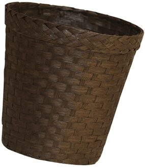 1Pc Stro Weven Opslag Prullenmand Compact Vuilnis Kan (Koffie)