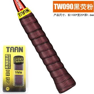 1Pc Taan TW090 Over Grip Badminton Tennis Grips Zweet Geabsorbeerd Zweetband Wraps Kranen Professionele Racket Accessoires zwart met roze