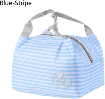 1PC Thermische Geïsoleerde Lunch Tas Koeltas Picknick Pouch Voedsel Opslag Container Waterdichte Lunchbox Keuken Schoolbenodigdheden blauw-streep