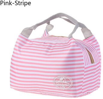 1PC Thermische Geïsoleerde Lunch Tas Koeltas Picknick Pouch Voedsel Opslag Container Waterdichte Lunchbox Keuken Schoolbenodigdheden roze-streep