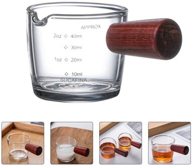 1Pc Thicken Pitcher Cup Natuurlijke Espresso Koffie Melk Maatbeker Met Handvat 75ml