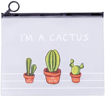 1Pc Transparante Cactus Patroon Pvc 17.1*21.2Cm Bestandsmap Document Zak Briefpapier Tas Voor Studenten Kids Potlood case Pouch