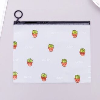 1Pc Transparante Cactus Patroon Pvc 17.1*21.2Cm Bestandsmap Document Zak Briefpapier Tas Voor Studenten Kids Potlood case Pouch