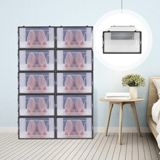 1Pc Transparante Schoen Opbergdoos Clamshell Type Schoenendoos Verdikte Schoen Case zwart