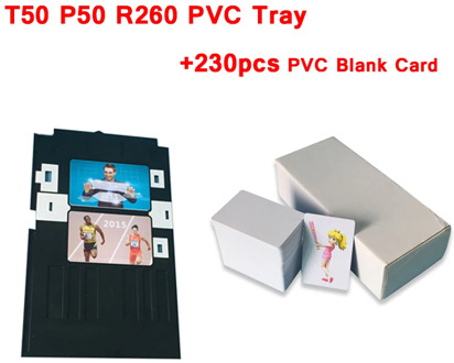 1PC Tray card for Epson T50 T60 P50 R260 R270 R280 R290 Tray Card inkjet printer PVC ID Card tray + 230PCS PVC Blank White Card