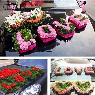 1Pc Trouwauto Bloemen Modder Auto Hoofd Bloem Decoratie Plaat Diy Bloemen Bloemschikken Modder Creatieve Diy Bloem Modder Met zuignap groen 38cm