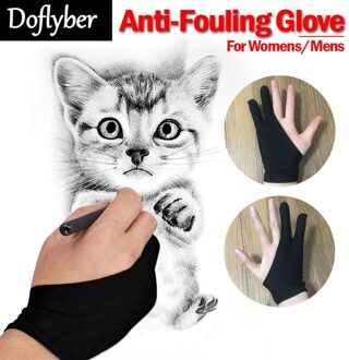 1Pc Twee Vinger Anti-Fouling Handschoen Voor Kunstenaar Tekening Olieverf Schets Schilderen Touch Screen Handschoenen Pen Grafische tablet Pad 1stk For Mens
