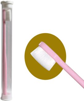 1Pc Ultra-Fijne Tandenborstel Super Zachte Tandenborstel Met Houder Antibacteriële Draagbare Orale Borstel Voor Oral Care Tools 1stk roze Regular